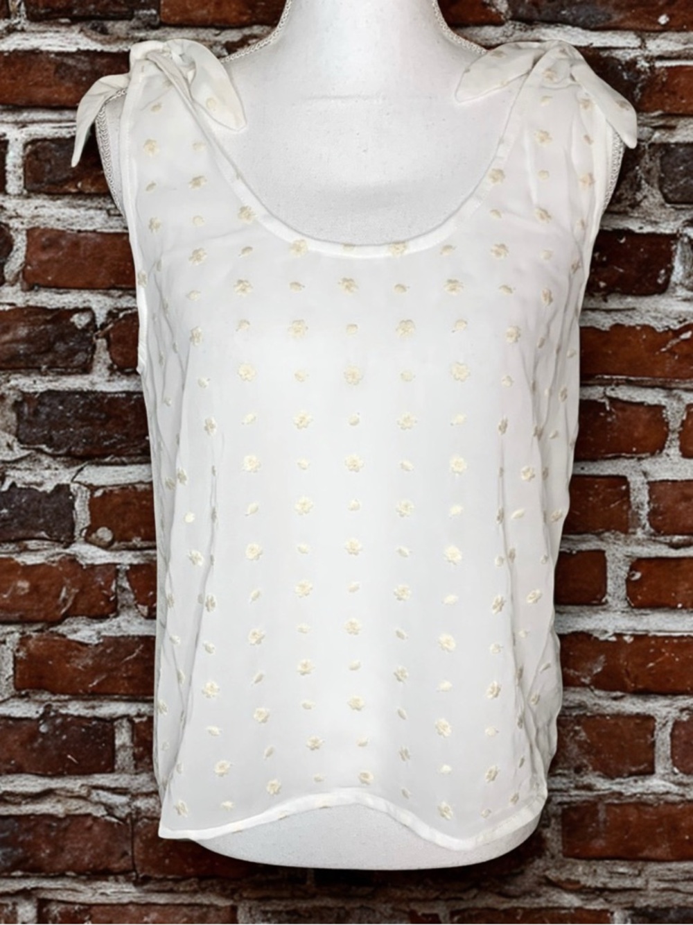 NWT Lucy Paris Embroidered Floral Tie Tank Top Women Medium